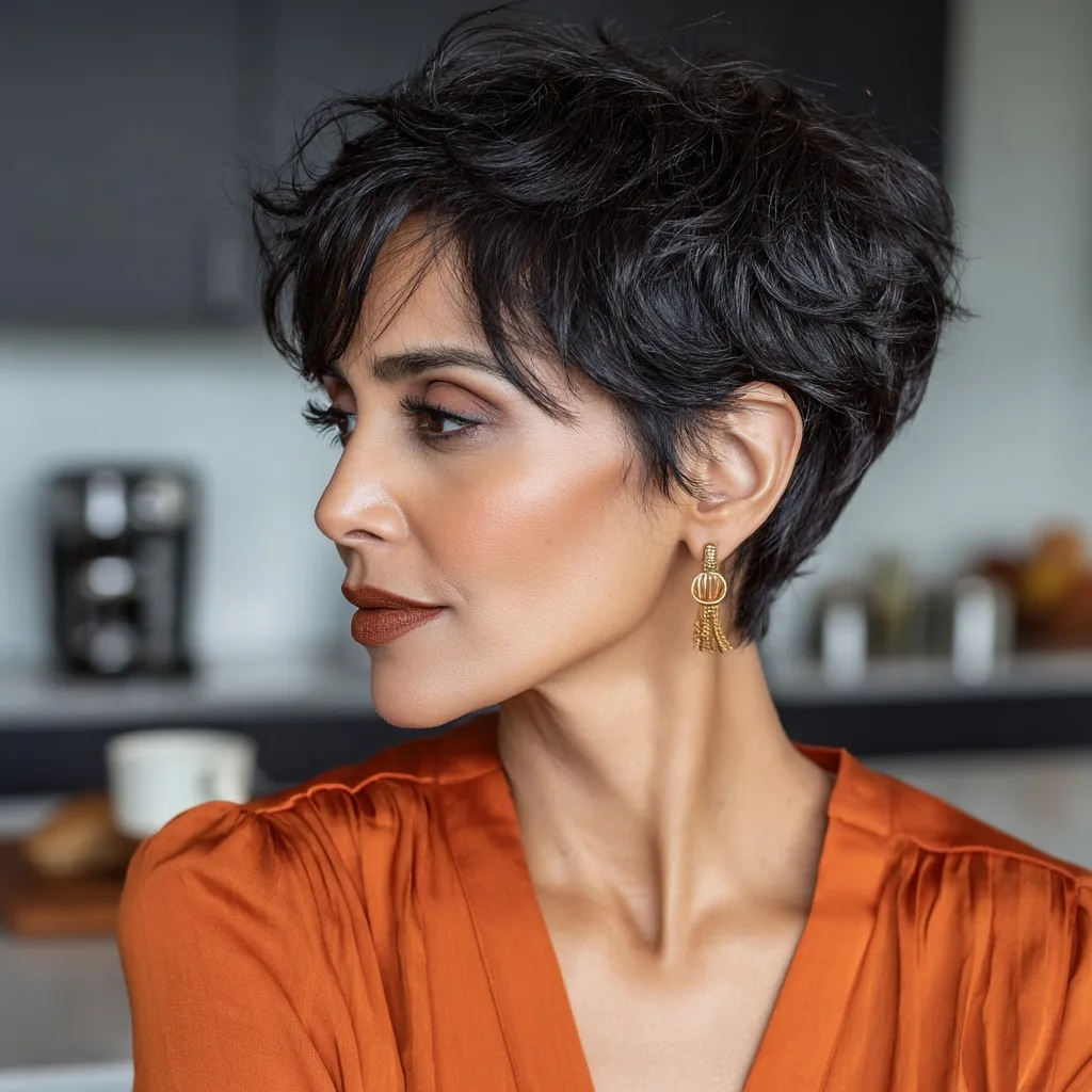 Modern Textured Long Pixie Cut with Soft Waves