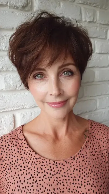 Modern Textured Pixie Cut with Long Bangs