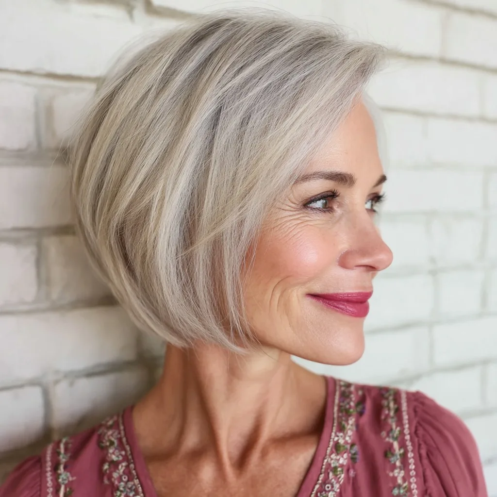 Modern Textured Silver Bob with Soft Volume