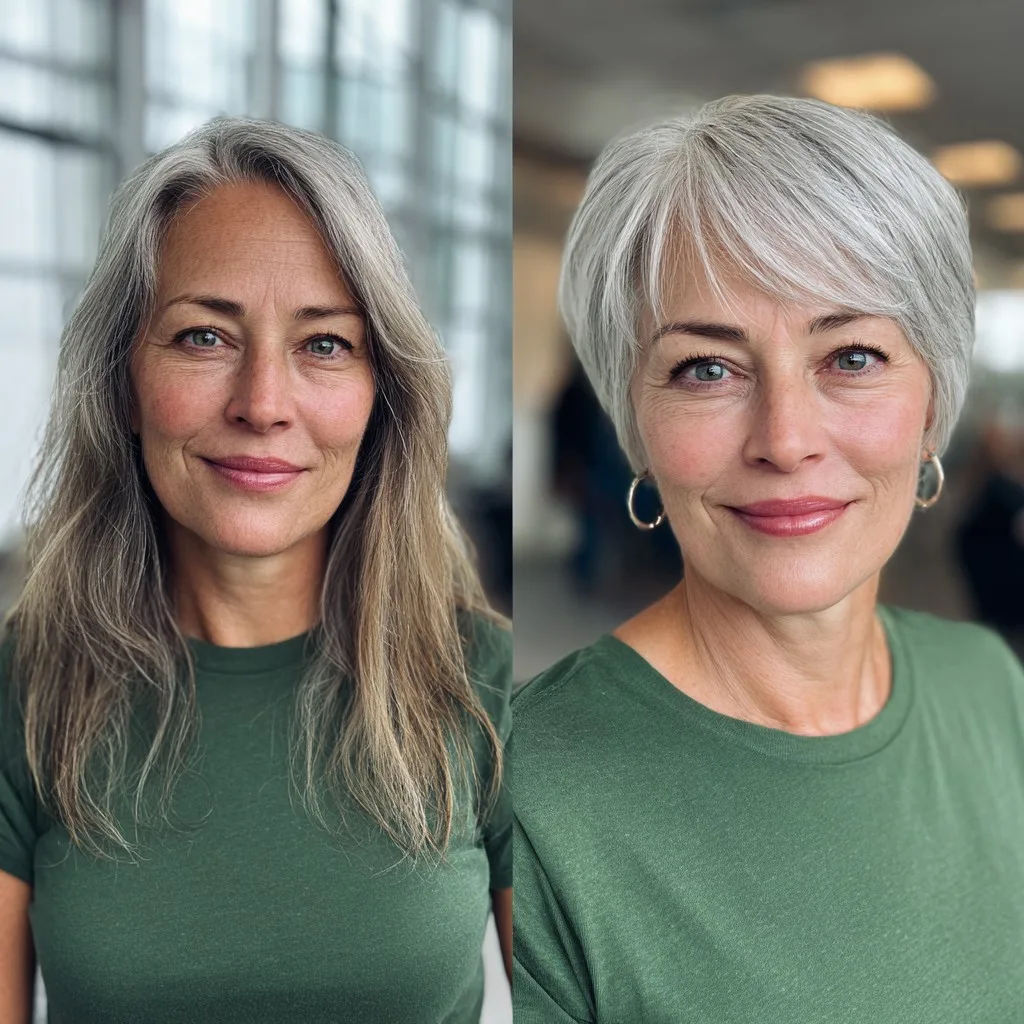 Modern Textured Silver Pixie with Soft Volume