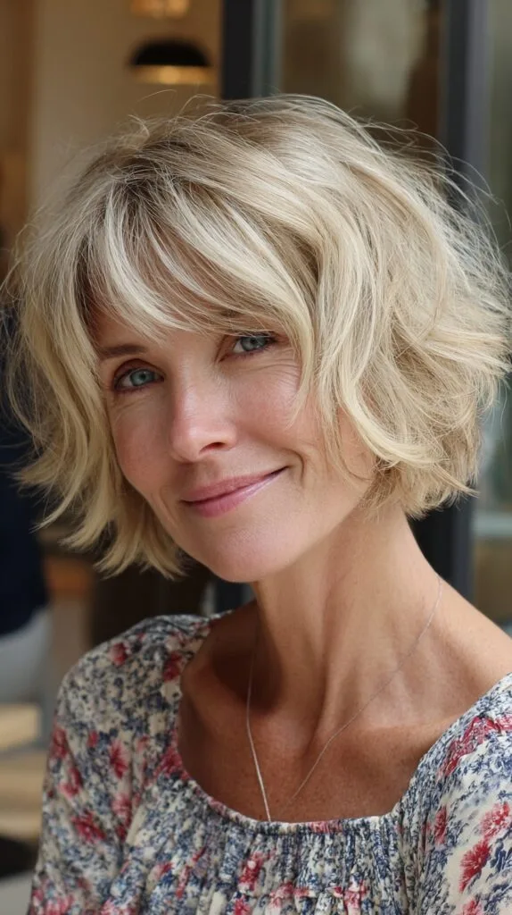 Piecey Airy Jaw-Length Shag with Soft Curtain Bangs