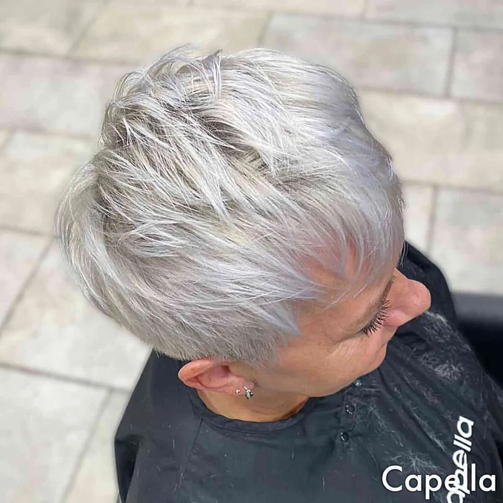 Platinum Pixie with Choppy Layering for Women Over Seventy
