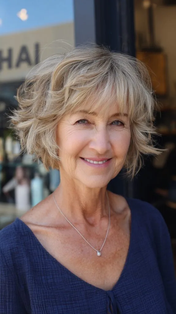 Playful Ash Blonde Tousled Bob with Strategic Layers