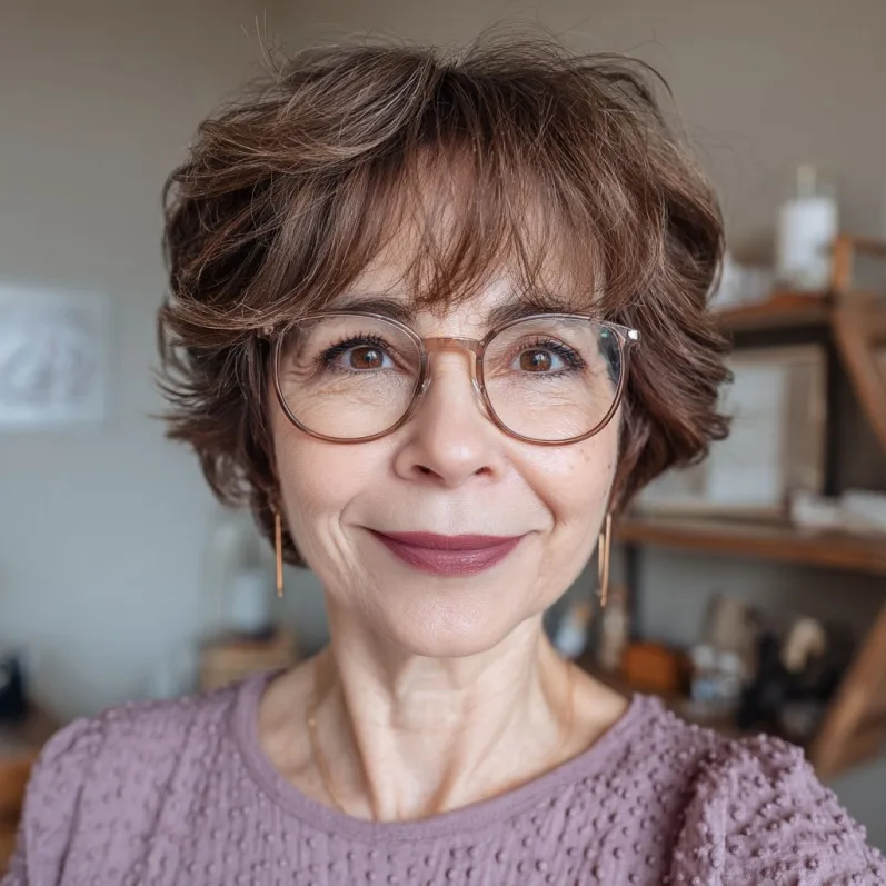 Playful Curly Pixie with Soft Layers