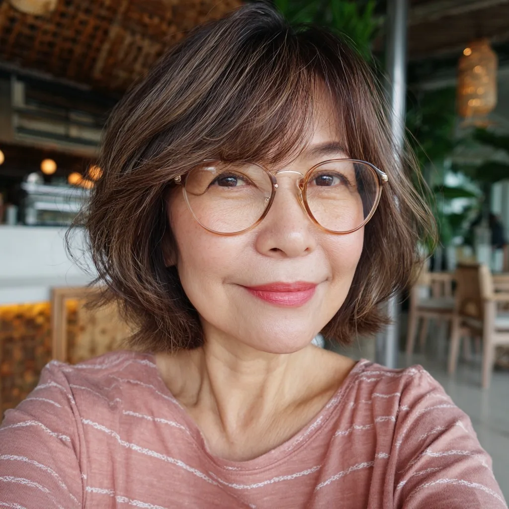 Playful Rounded Bob with Subtle Highlights