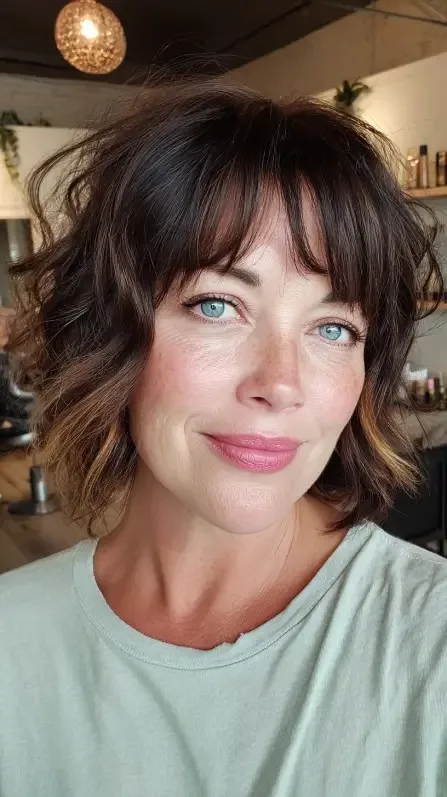 Playful Textured Bob with Soft Long Bangs