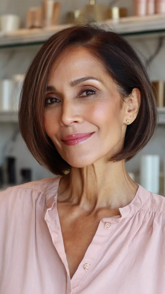 Polished A-Line Bob with Subtle Side Part