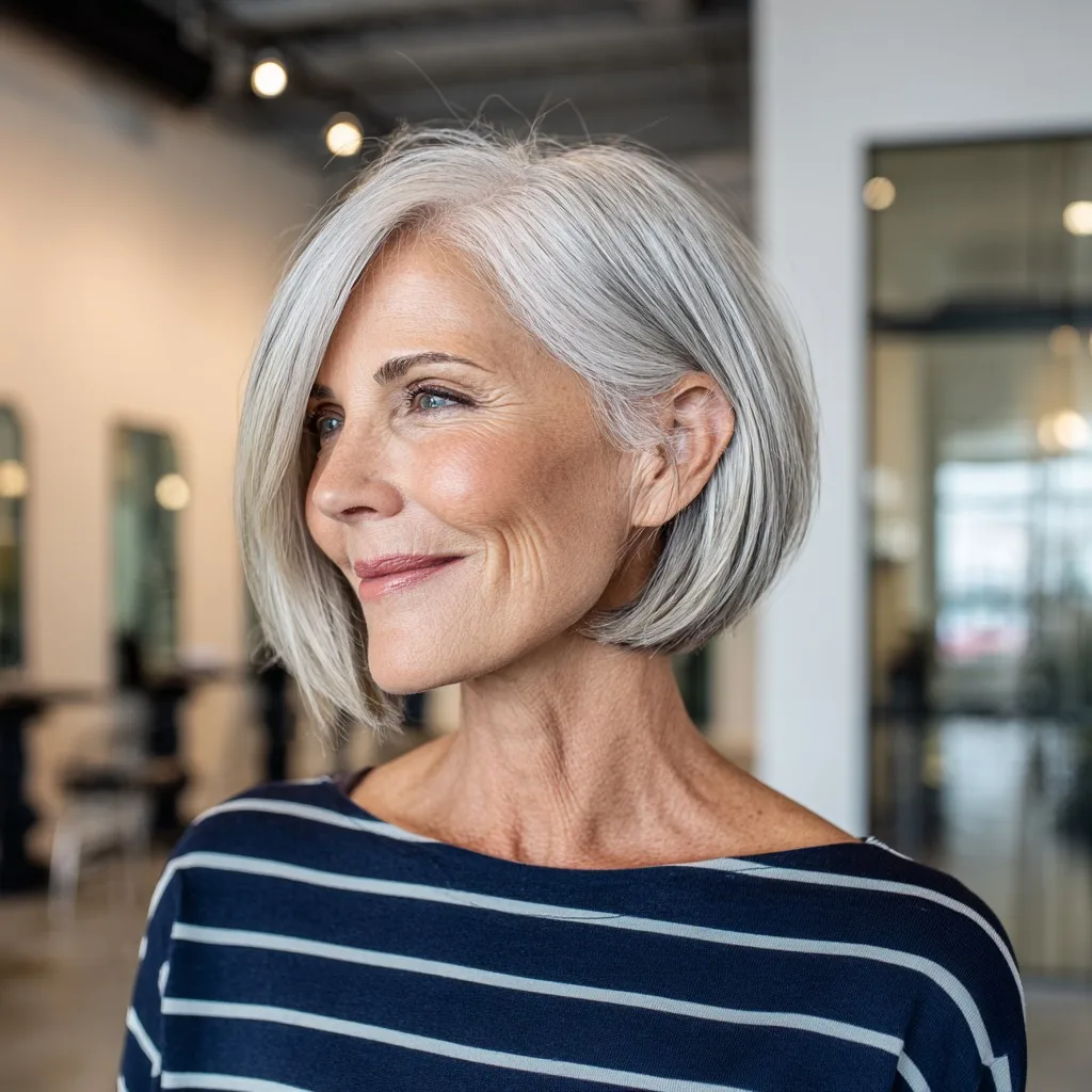 Polished Silver A-Line Bob with Subtle Textured Layers