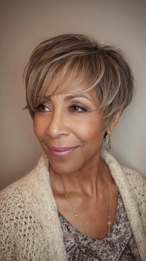 Refined Light Brown Tapered Pixie with Strategic Highlights
