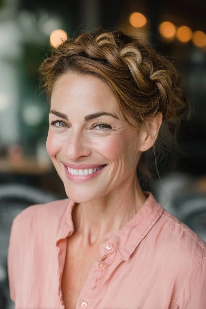 Romantic Braided Crown with Soft Waves