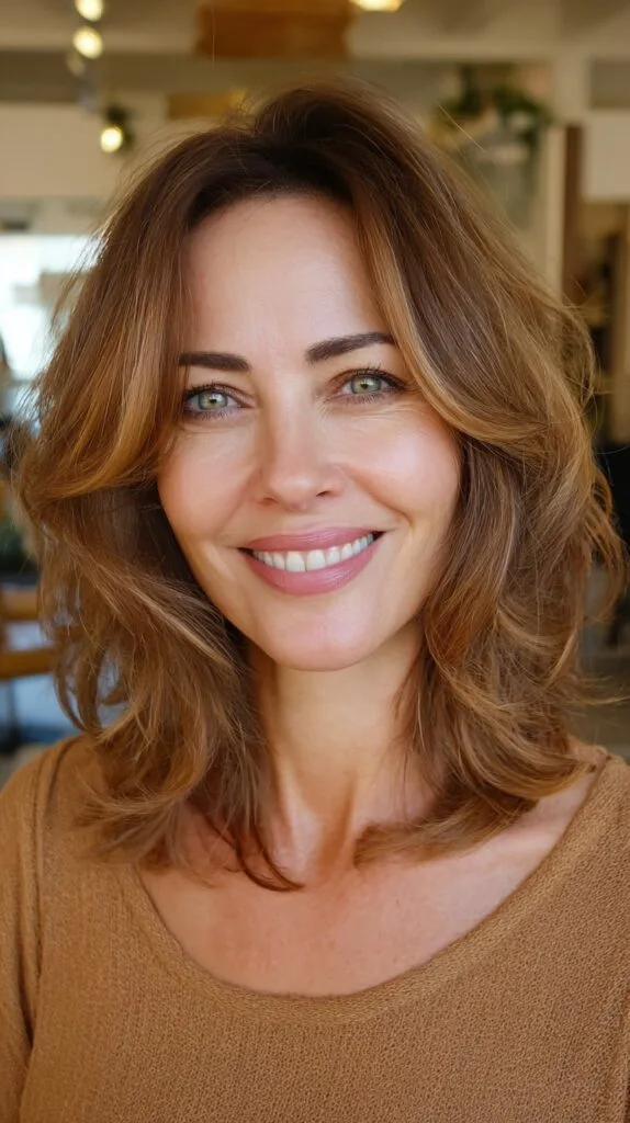 Root-Lifted Shoulder Layers with Feathered Face-Framing