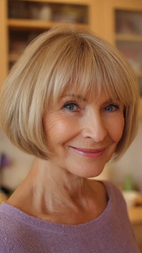 Rounded Chin-Length Bob with Soft Micro-Fringe