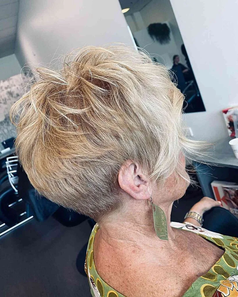 Short Choppy Ragged Pixie with Long Bangs for Ladies Over 70