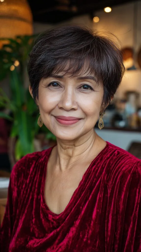 Short Layered Pixie with Soft Long Fringe