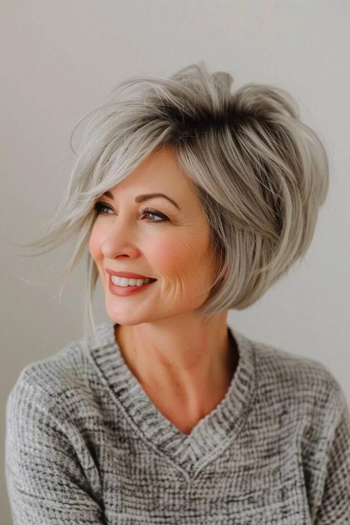 Short stacked pixie bob haircut with layers