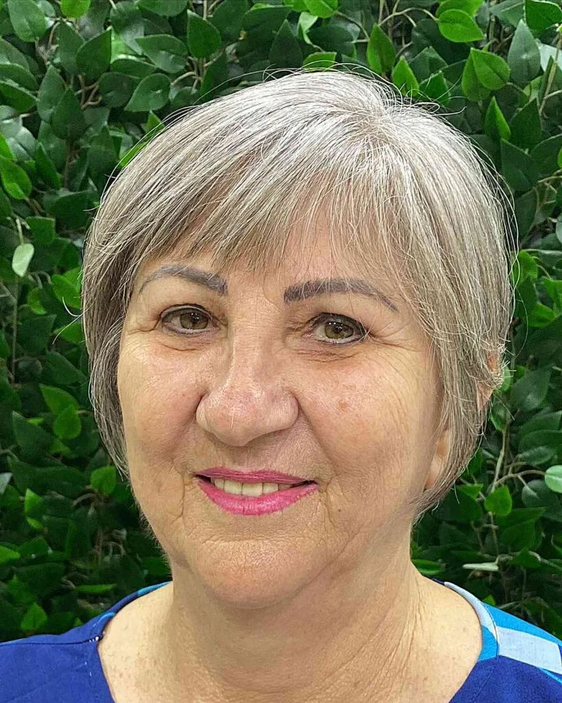 Short Wispy Thin-Haired Bob Cut for Ladies Past 50 with Round Faces