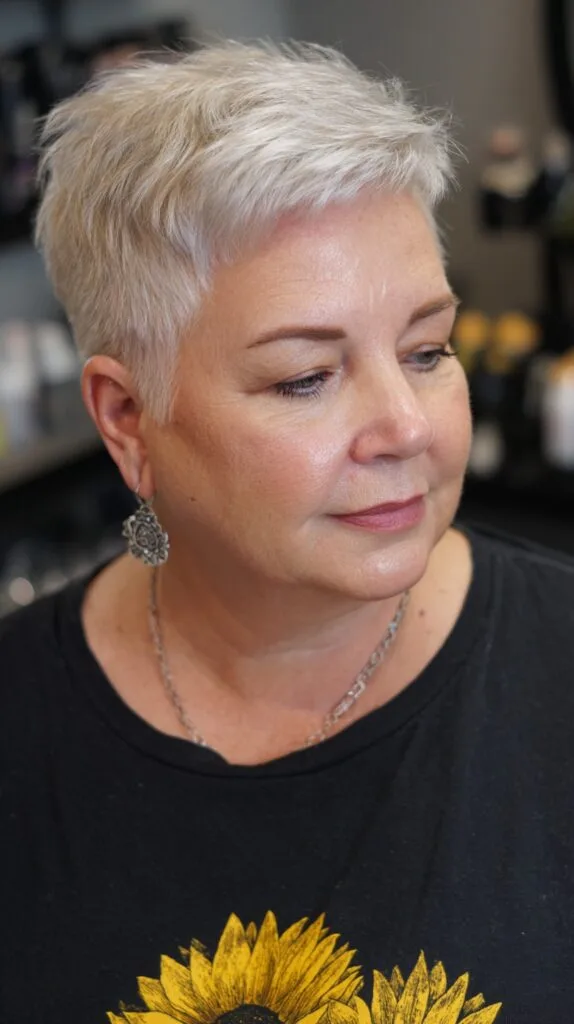 Silver Feathered Pixie with Textured Micro-Bang