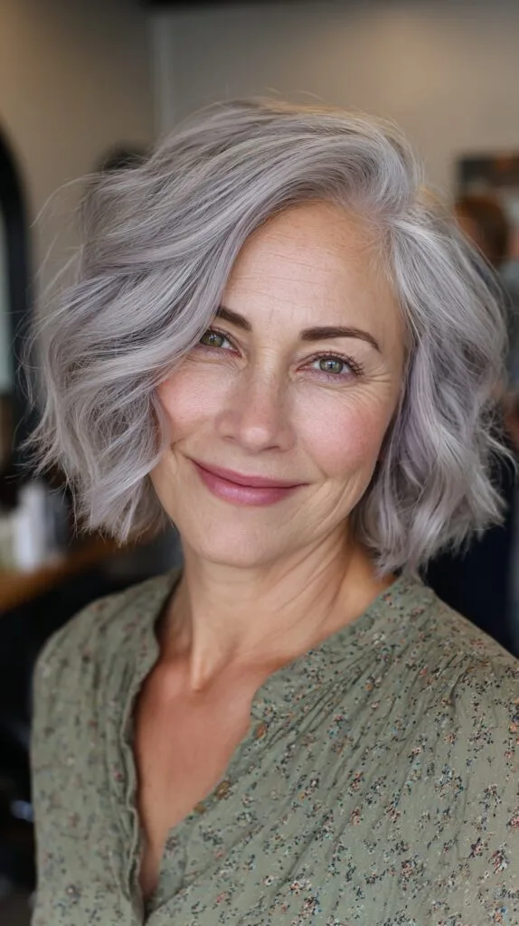 Silver Lavender Waves with Gentle Tousle