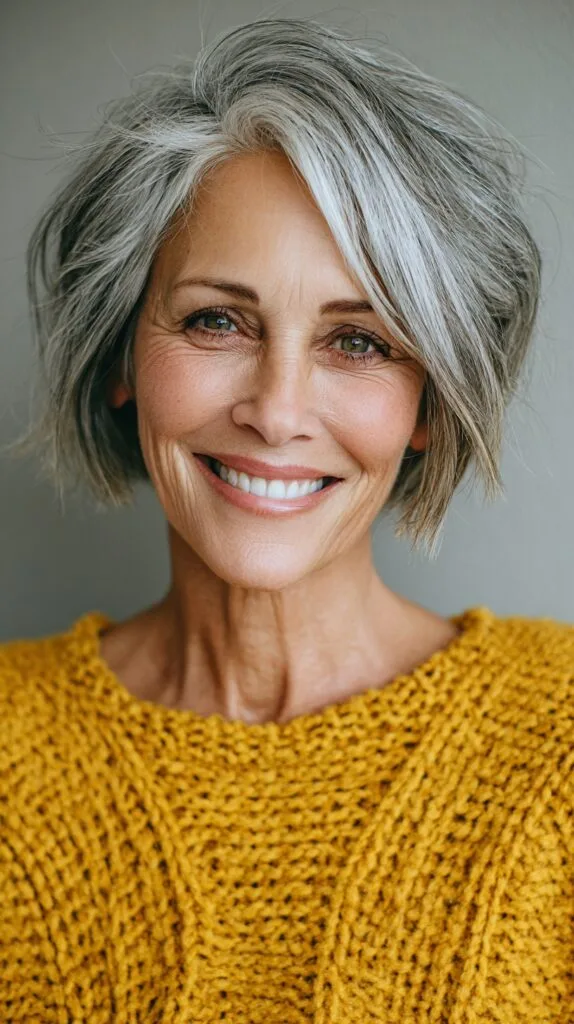 Silver Radiance Layered Cut for Mature Women