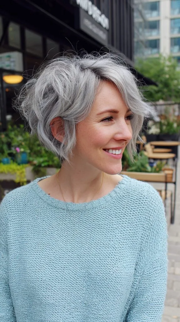 Silver Textured Waves with Soft Undercut