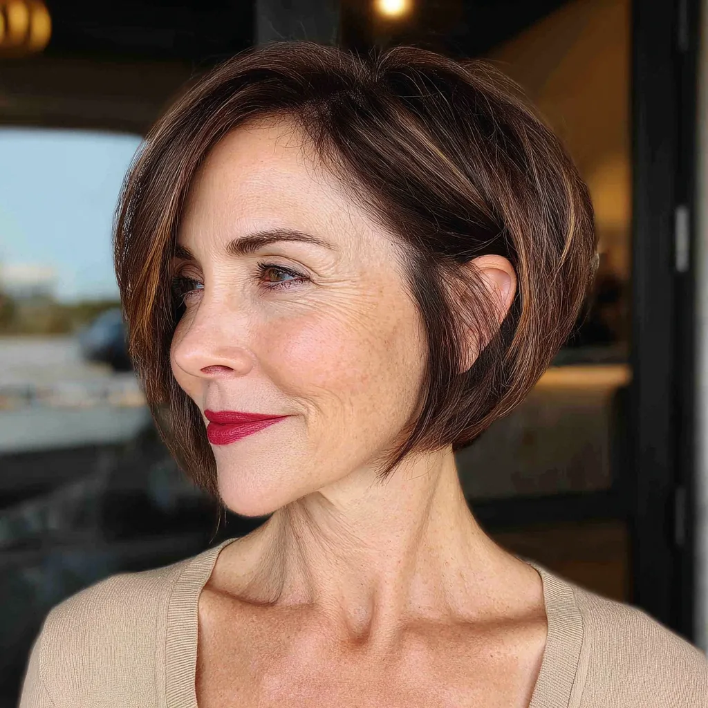 Sleek Angular Bob with Subtle Highlights