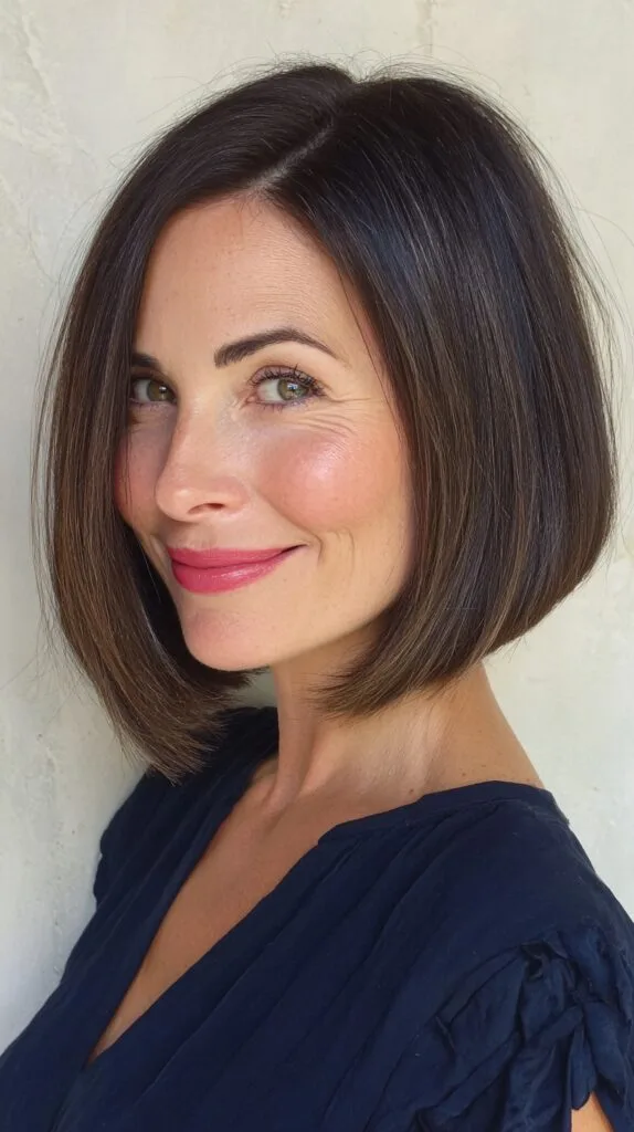 Sleek Espresso Bob with Soft Undercut