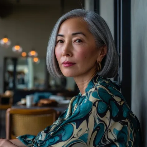 Sleek Gray Bob with Soft Edges