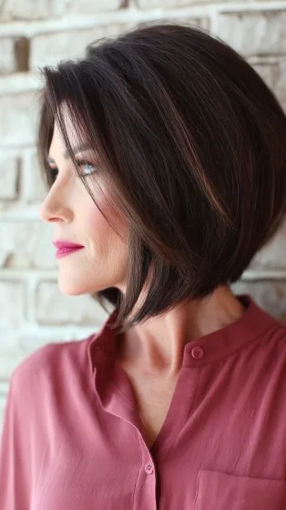 Sleek Stacked Bob with Subtle Textured Layers