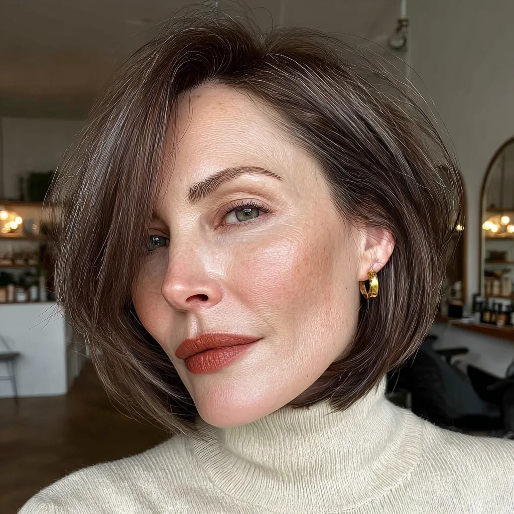 Sleek Textured Bob with Subtle Side Part