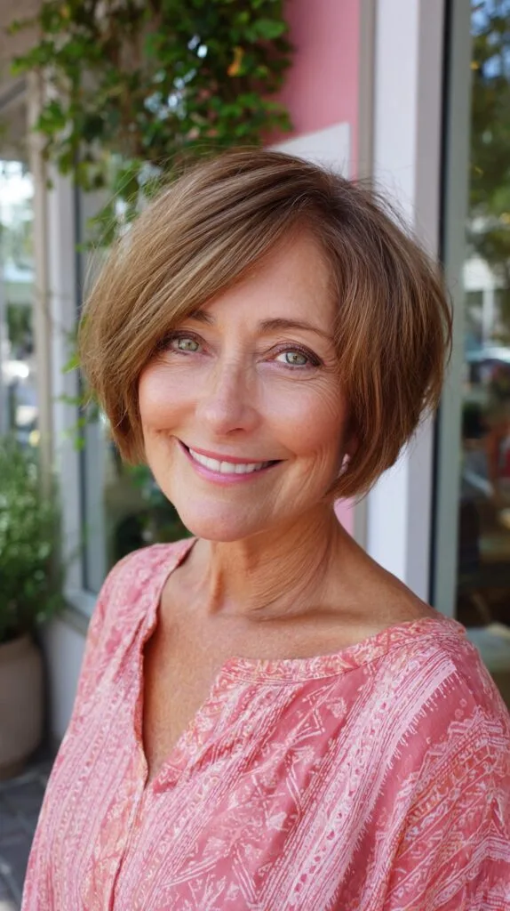 Soft Angled Chin-Length Bob with Face-Framing Babylights