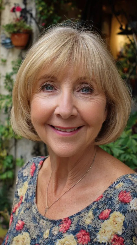 Soft Blended Blonde Jaw-Length Bob with Subtle Center Part