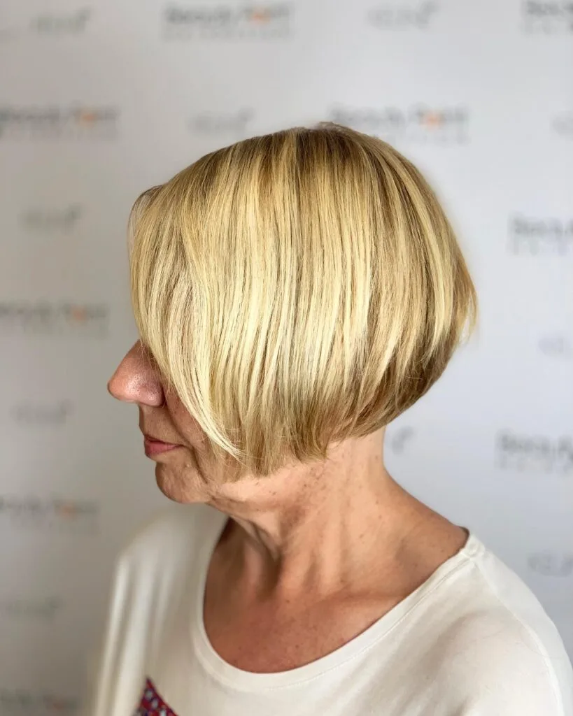 Soft Blonde Angled Bob with Subtle Layers