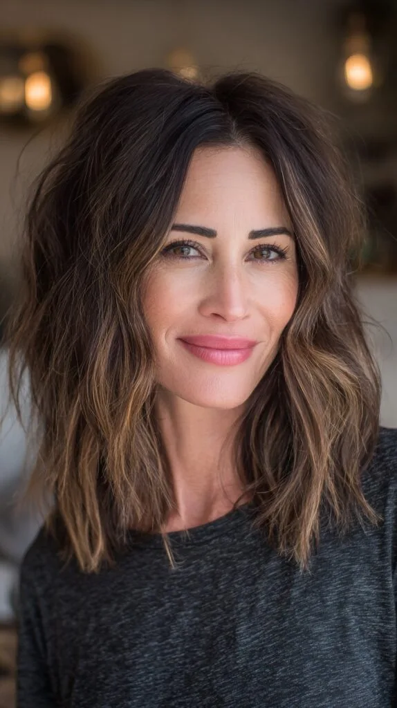 Soft Brunette Waves with Layered Texture