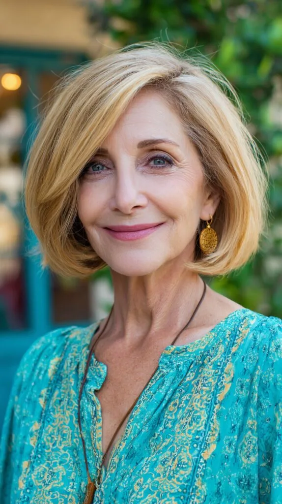 Soft Face-Framing Draped Bob with Root-Shadow Blonde