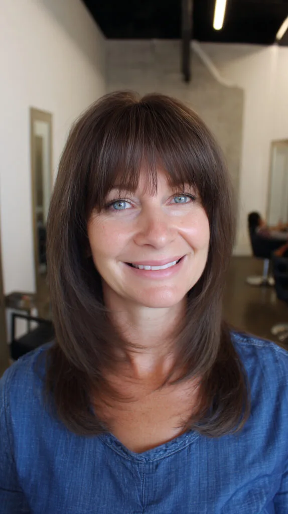 Soft Face-Framing Layers with Wispy Bangs