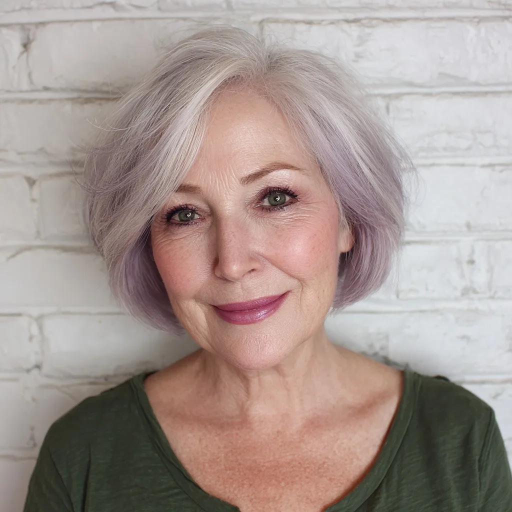 Soft Lavender Jaw-Length Bob with Textured Layers