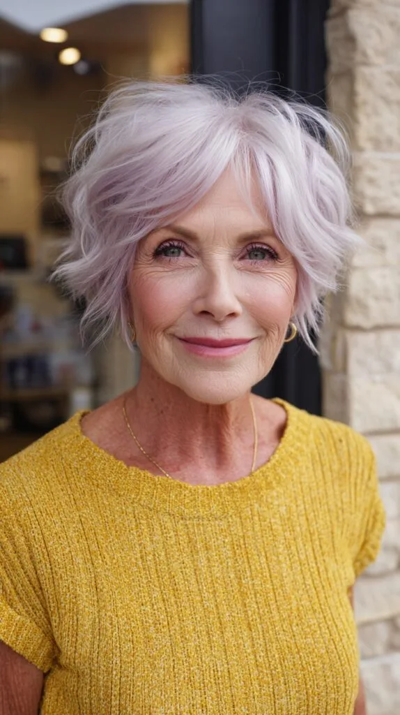 Soft Lavender Wispy Bob for Mature Women