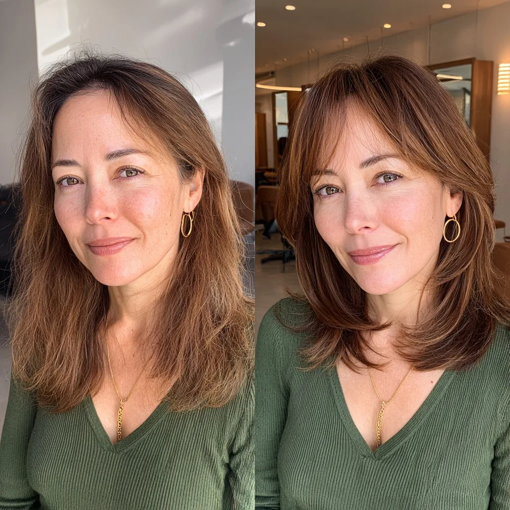 Soft Layered Cut with Face-Framing Bangs