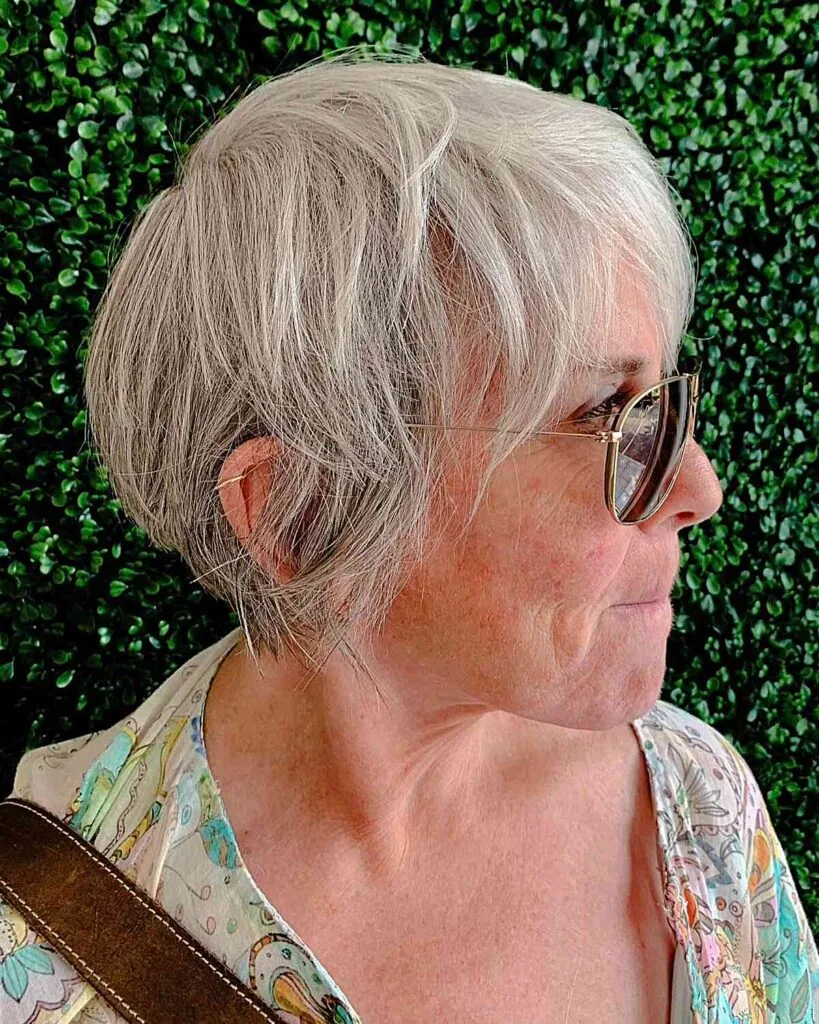 Soft Messy Pixie with Choppy Layers for 70-year-old Women