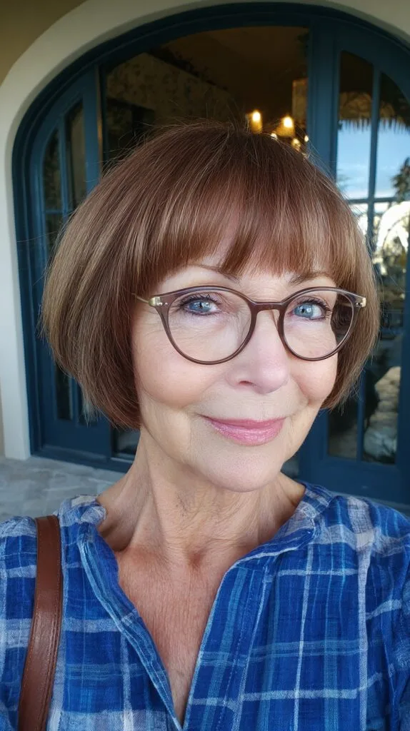 Soft Rounded Chin-Length Bob with Micro-Bangs