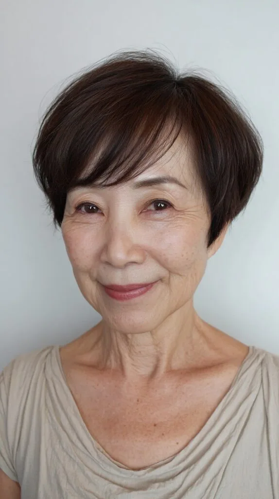 Soft Rounded Pixie with Diagonal Wispy Fringe
