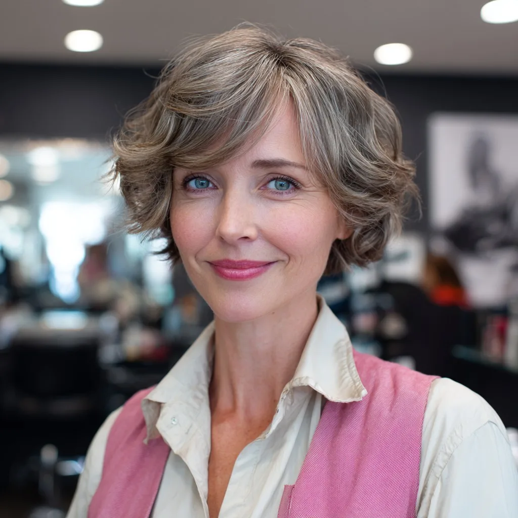 Soft Textured Curly Bob with Highlights