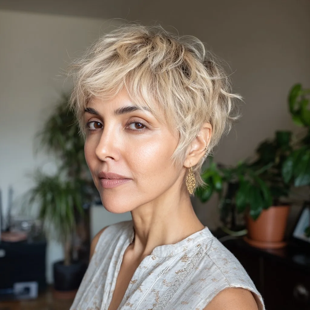 Soft Textured Long Pixie Cut with Subtle Layers