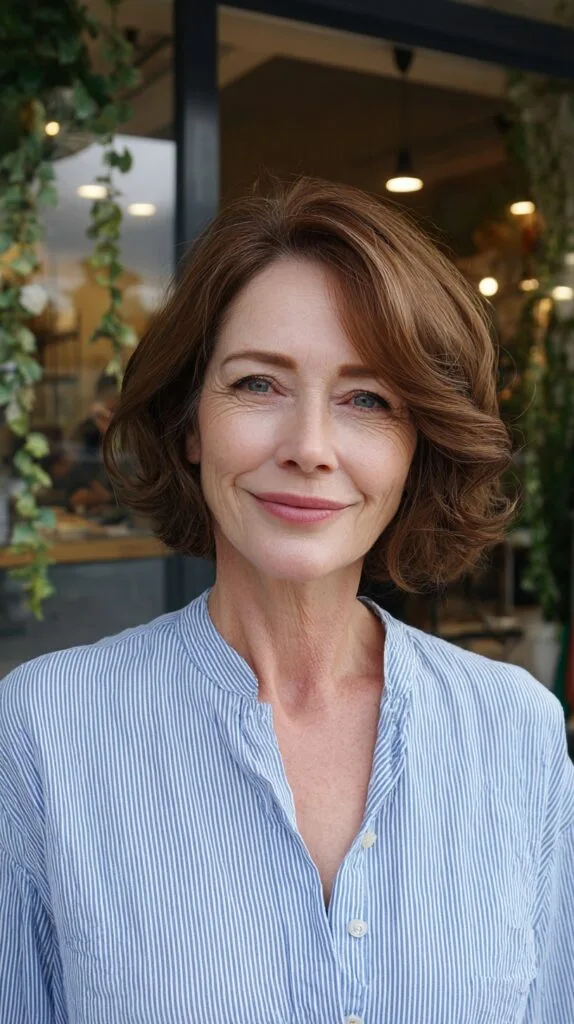 Soft Voluminous Draped Bob with Temple-Swept Layers