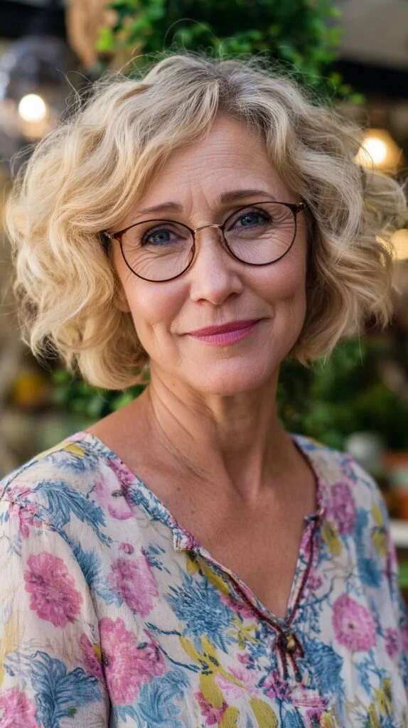 Soft Wavy Blonde Glasses-Friendly Chin-Length Bob