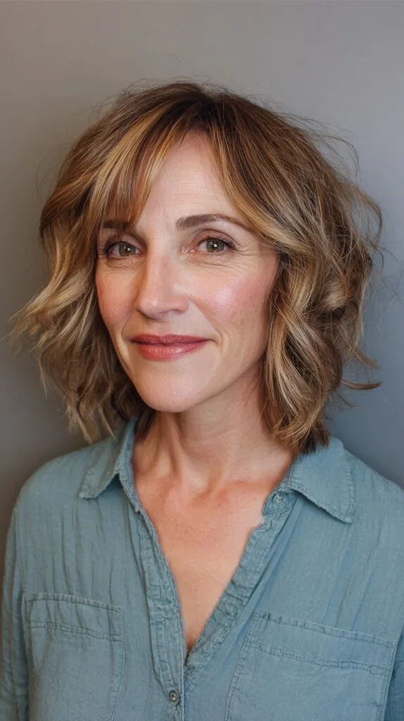 Soft Wavy Lob with Subtle Highlights