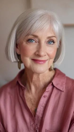 Soft White Bob with Subtle Face-Framing Layers