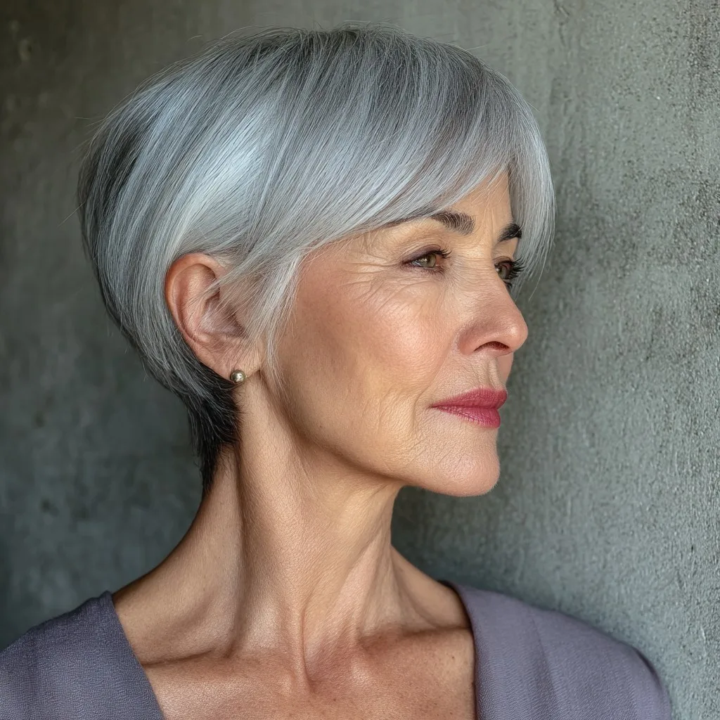 Softly Blended Silver Lob with Subtle Layers