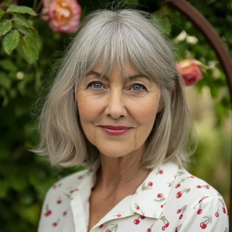 Softly Framed Gray Bob with Gentle Layers