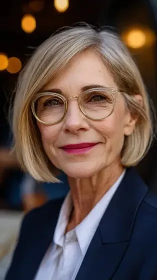 Softly Layered Ash Blonde Bob with Subtle Face-Framing Highlights